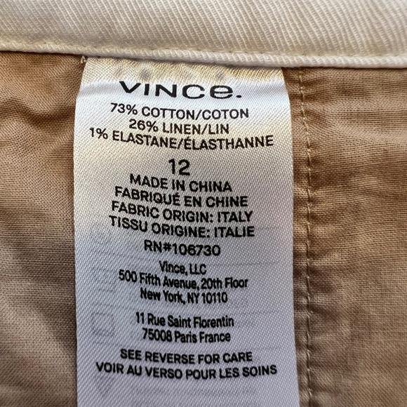 Vince Twill Cotton Linen Blend Shorts in Optic White - Picture 9 of 11